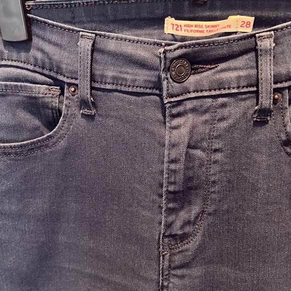 Levi's 721 Stretchy High Rise Skinny Jeans Dark Blue - Picture 4 of 5